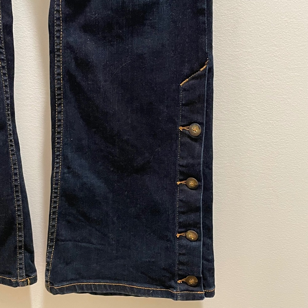 Pilcro Anthropologie High Rise Bootcut Jeans Dark Wash Button Split Hem Size 29 - Picture 3 of 7